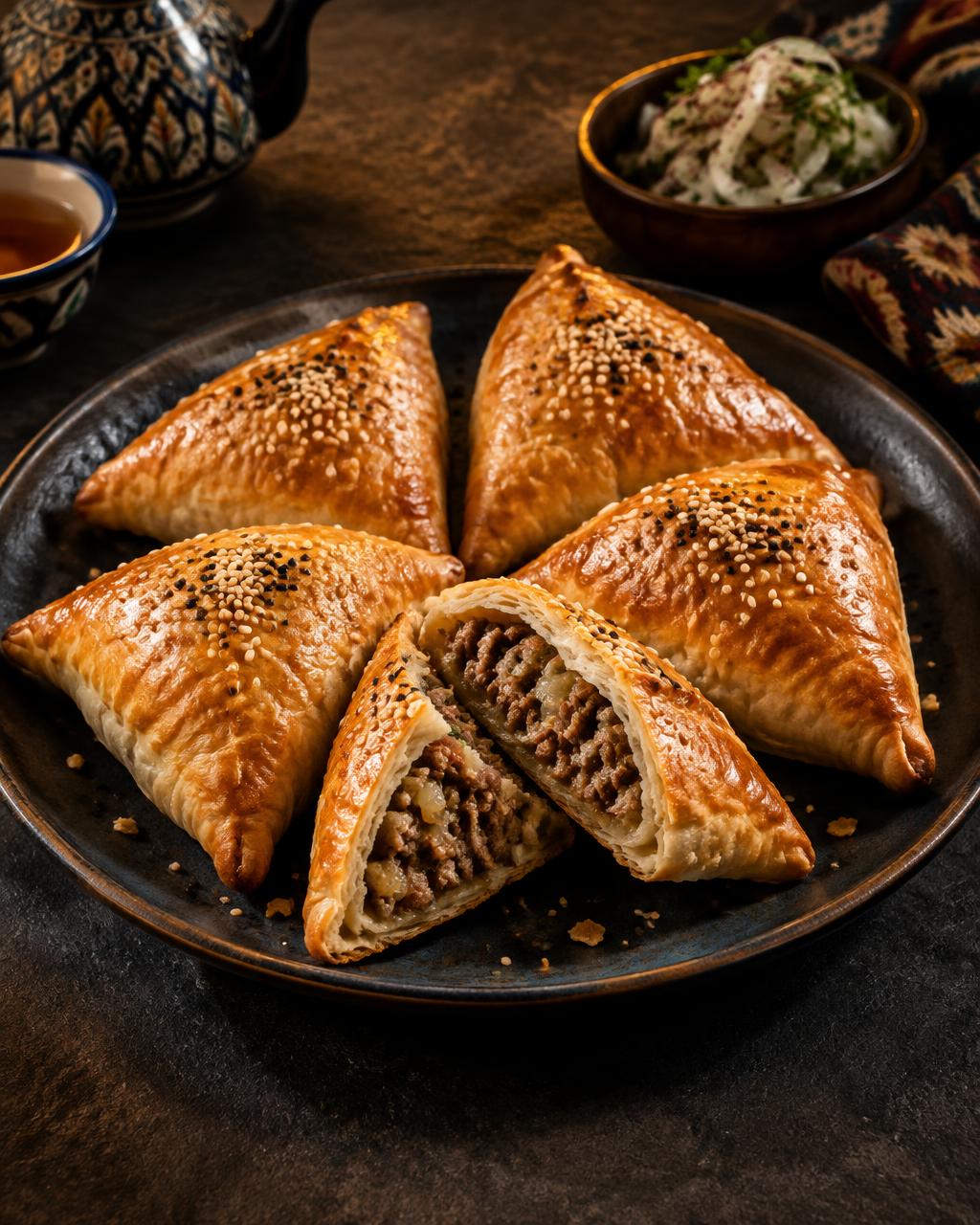 Samsa dorés farcis à l’agneau